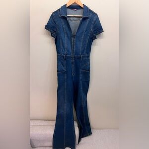 Free People Curvy Blue Denim Jumpsuit